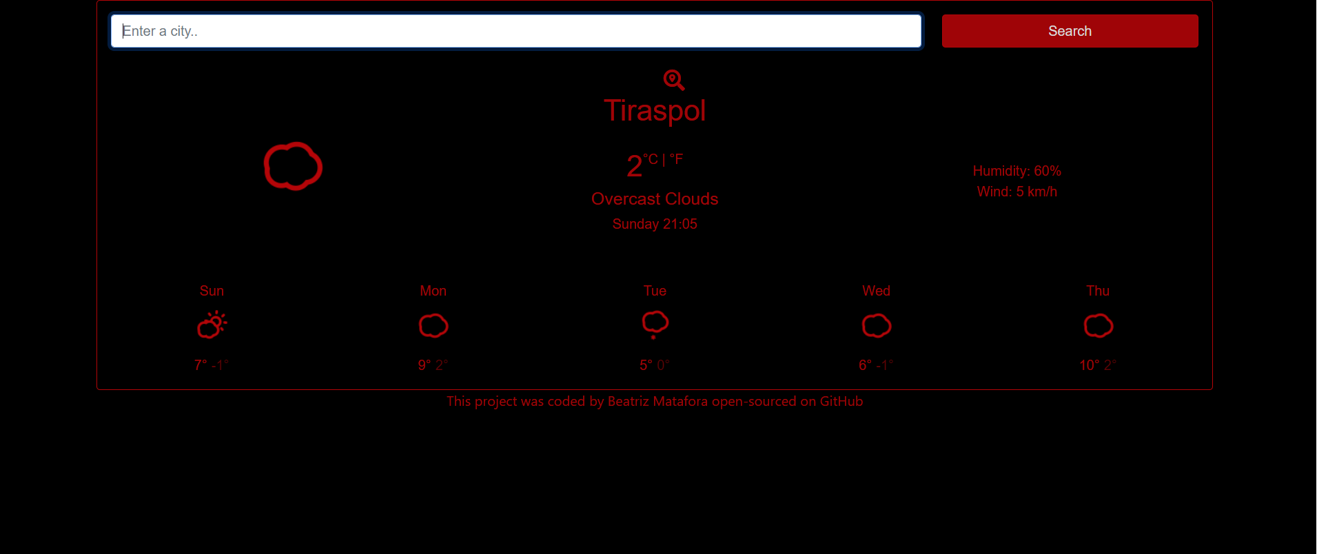Weather App built with JavaScript React